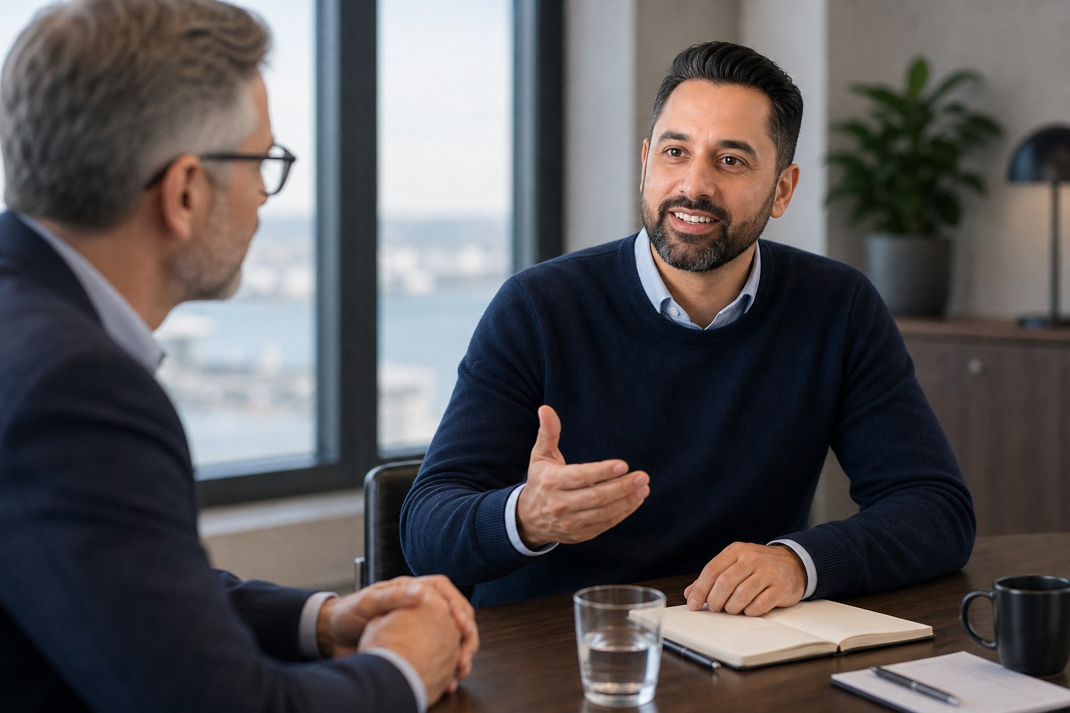 Advisor in a focused business discussion